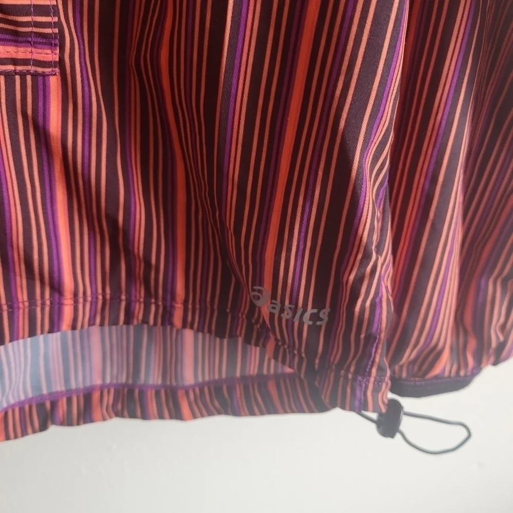 ASICS Pullover Lightweight Weight Shell Pocket Purple Orange Stripe Small S - Picture 9 of 11